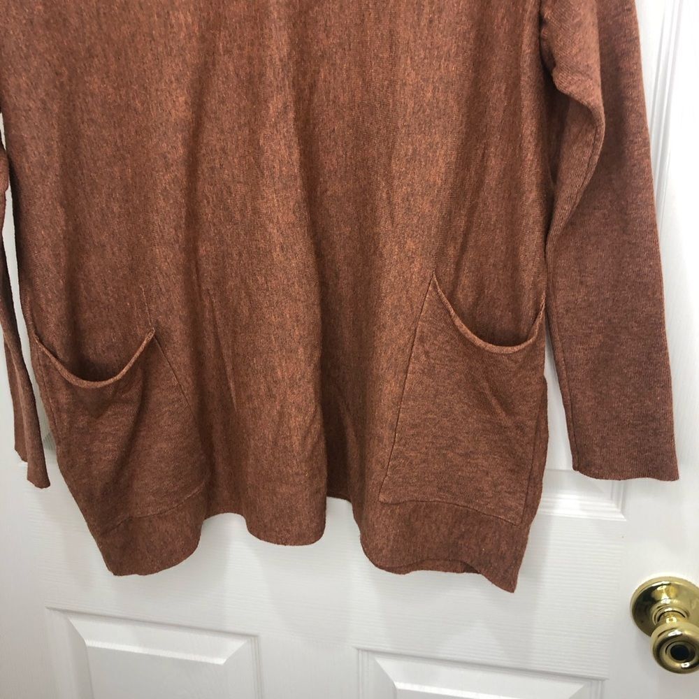 altar’d state long sleeve copper orange v neck sweater with pockets, size large - Picture 3 of 12